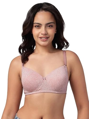 Clovia Women’s Pink Printed Multiway T-Shirt Bra – Padded, Non-Wired, Full-Coverage Comfort